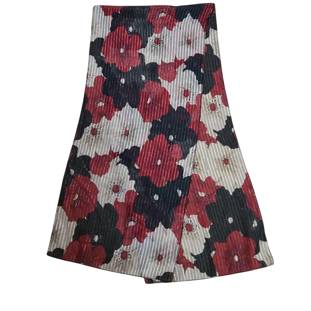 Red, black and yellow floral scarf